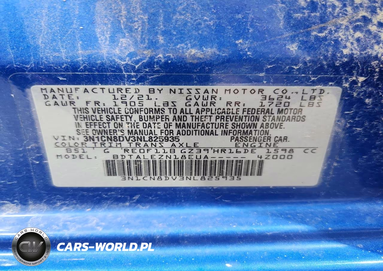 2022 Nissan Versa S VIN:3N1CN8DV3NL825935 - 12