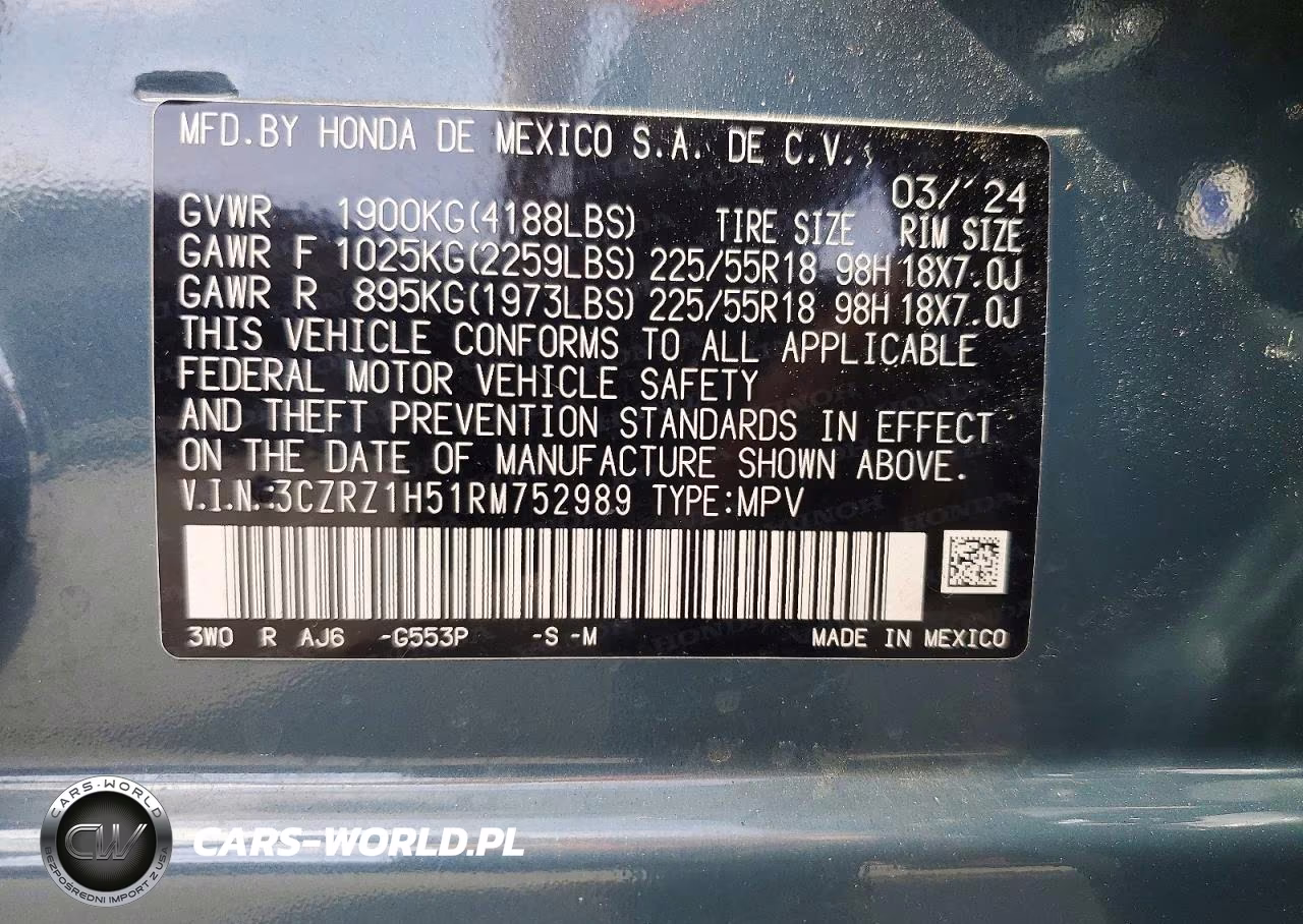 2024 Honda Hr-V Sport VIN:3CZRZ1H51RM752989 - 12