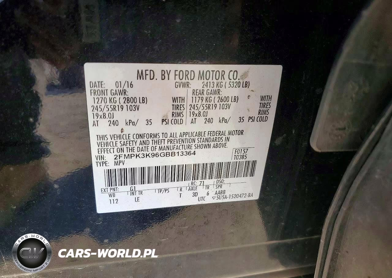 2016 Ford Edge Titanium VIN:2FMPK3K96GBB13364 - 13