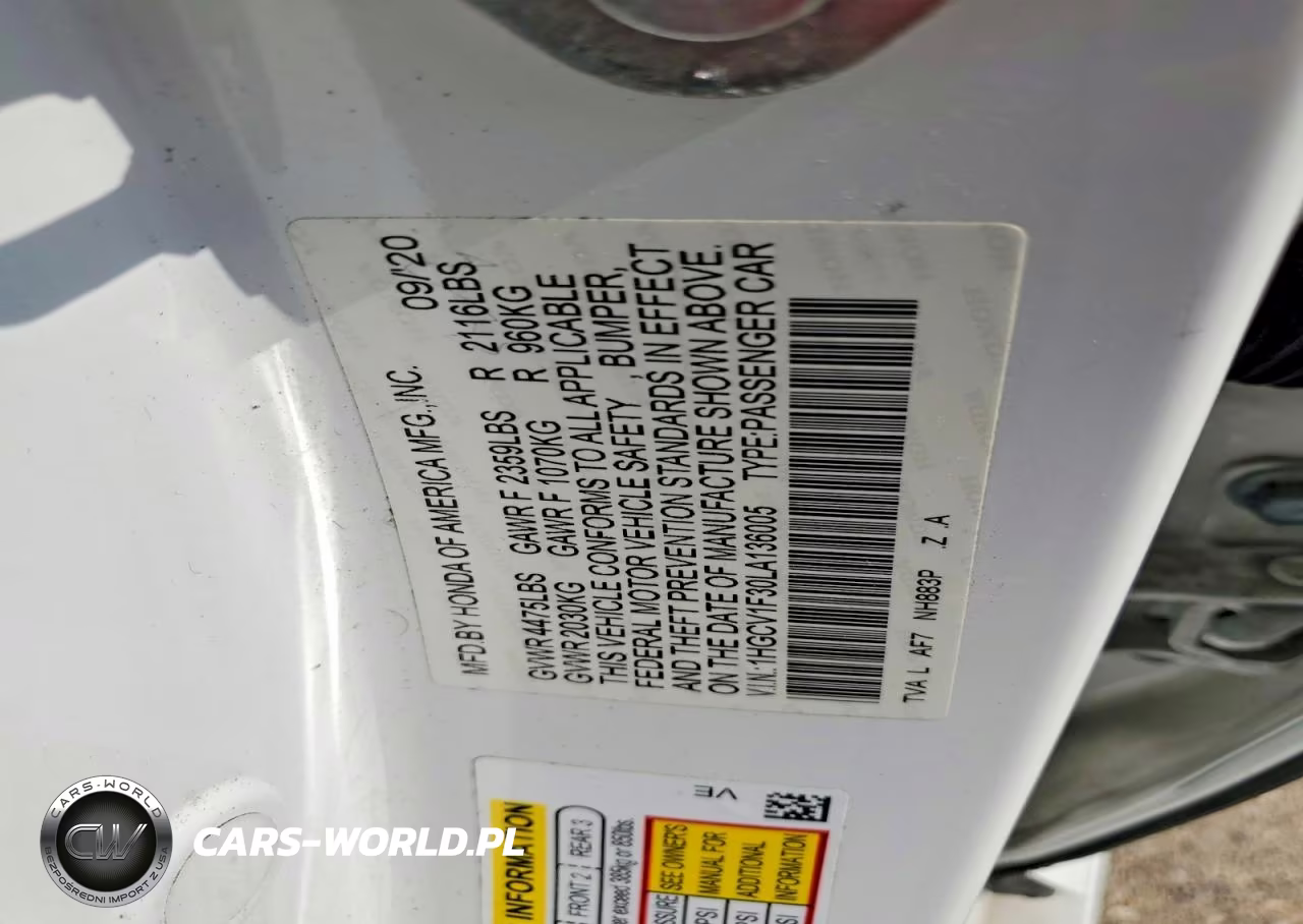 2020 Honda Accord Sport VIN:1HGCV1F30LA136005 - 12