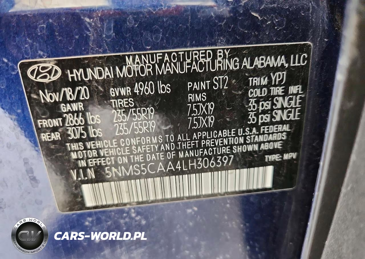 2020 Hyundai Santa Fe Limited 2.0T VIN:5NMS5CAA4LH306397 - 13