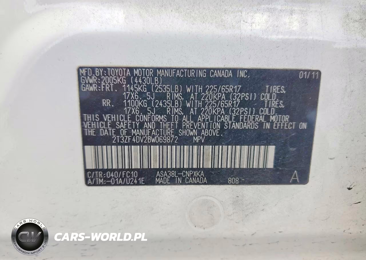 2011 Toyota Rav4 Base VIN:2T3ZF4DV2BW069872 - 13