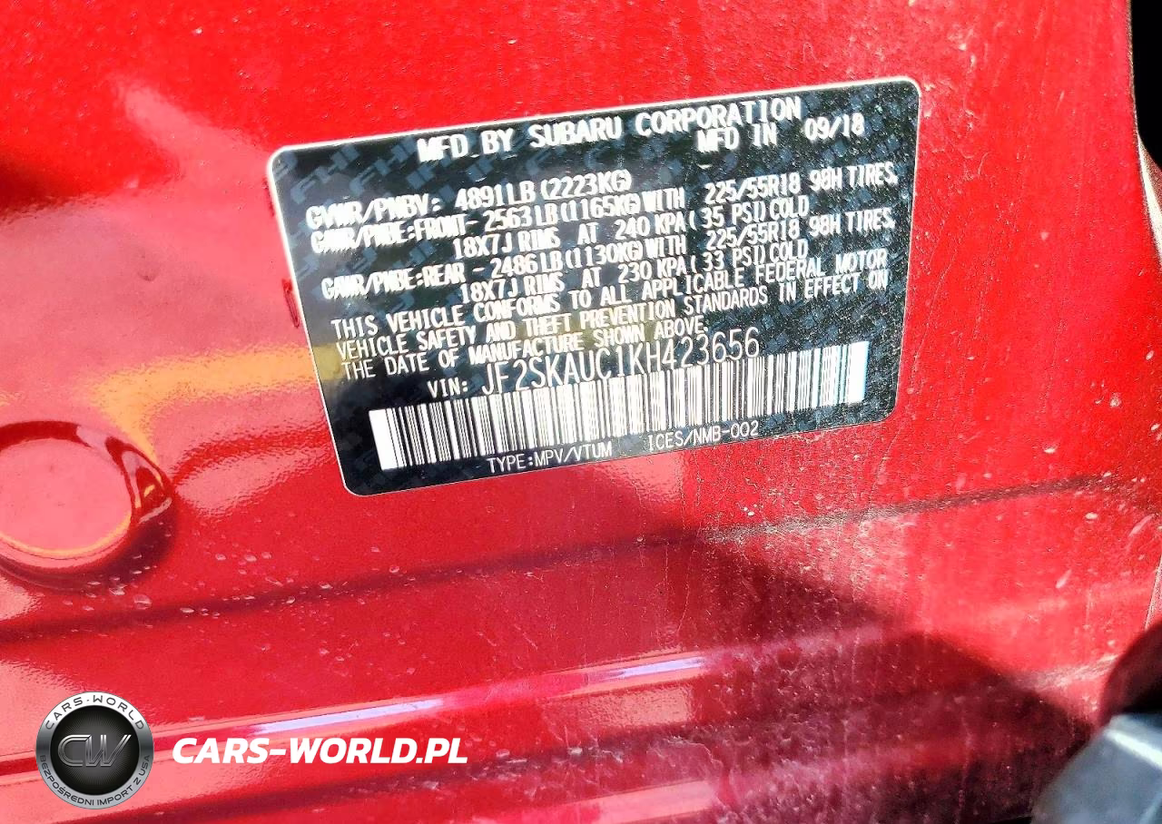 2019 Subaru Forester Limited VIN:JF2SKAUC1KH423656 - 13