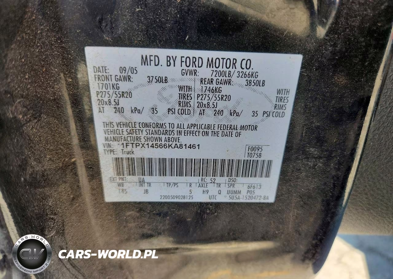 2006 Ford F150 VIN:1FTPX14566KA81461 - 12