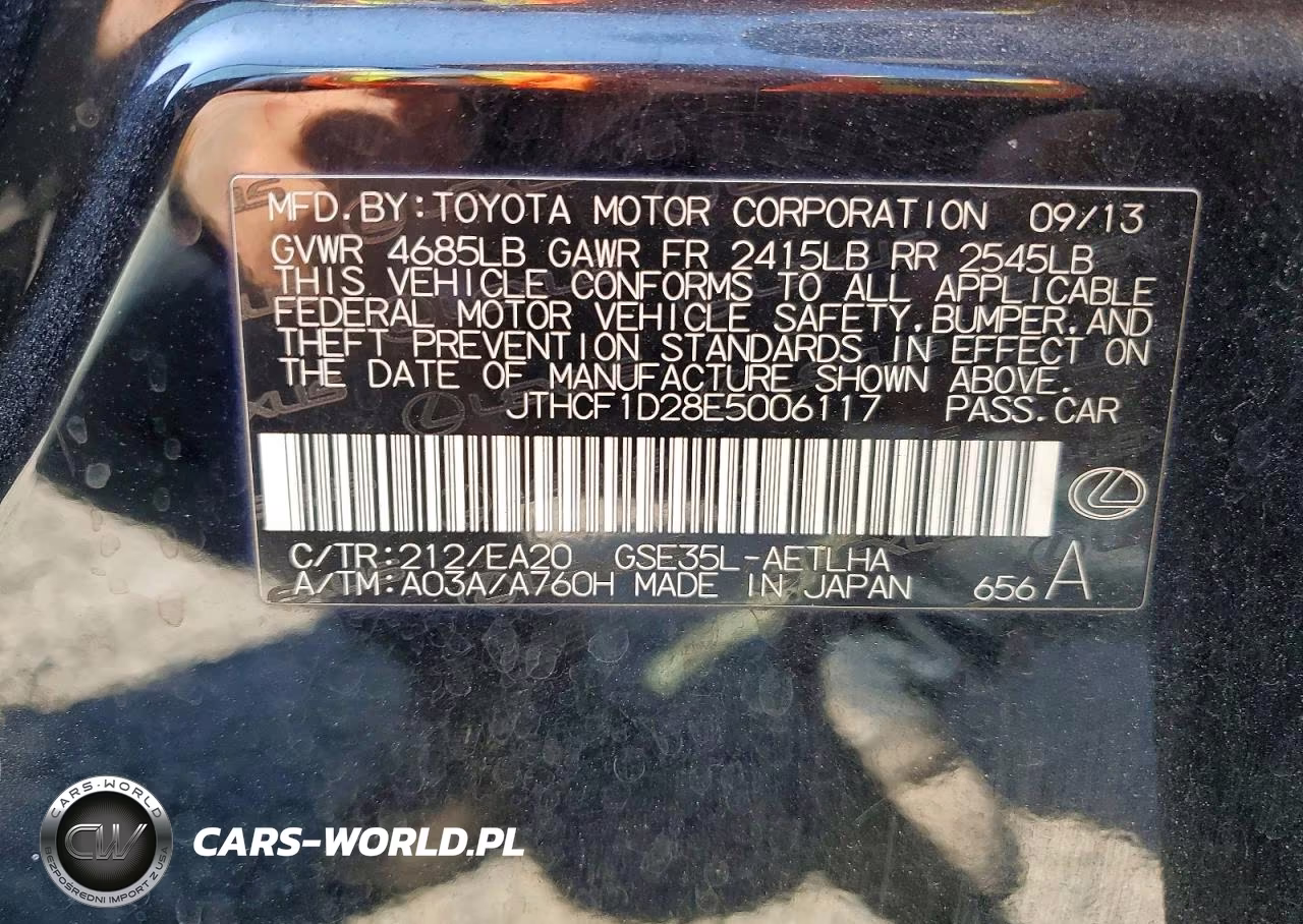 2014 Lexus Is 250 VIN:JTHCF1D28E5006117 - 12