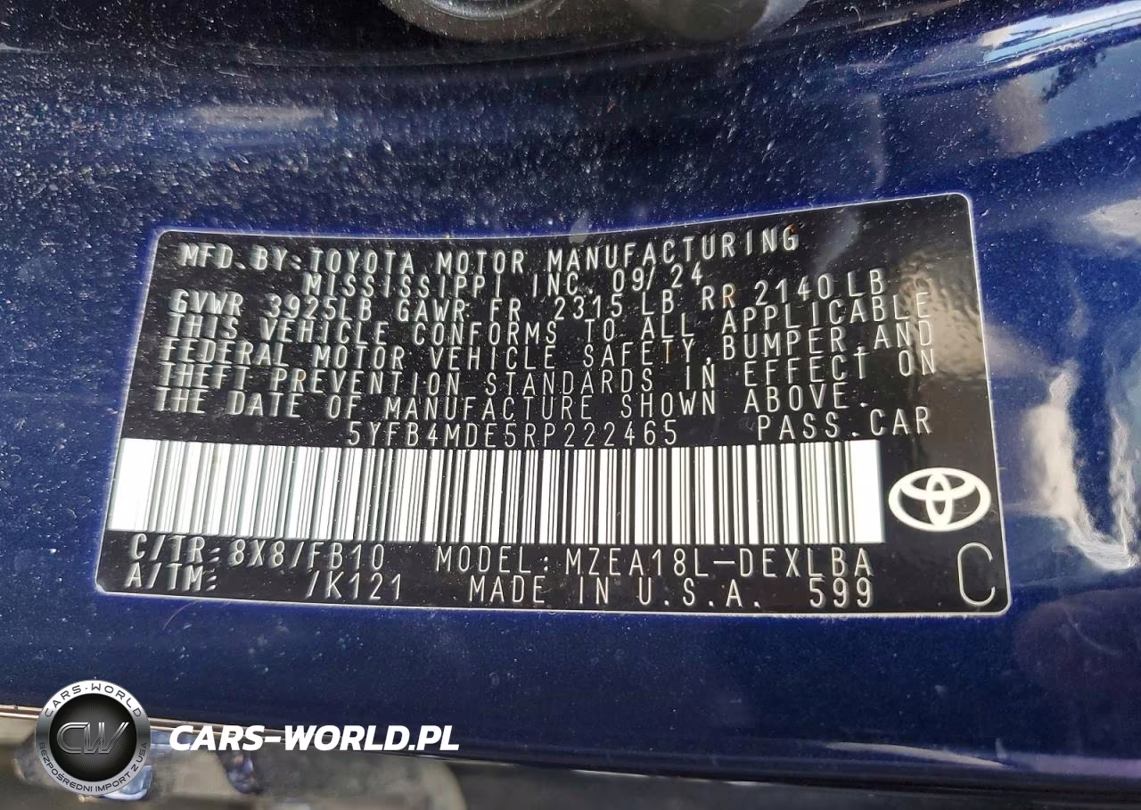 2024 Toyota Corolla Le VIN:5YFB4MDE5RP222465 - 12