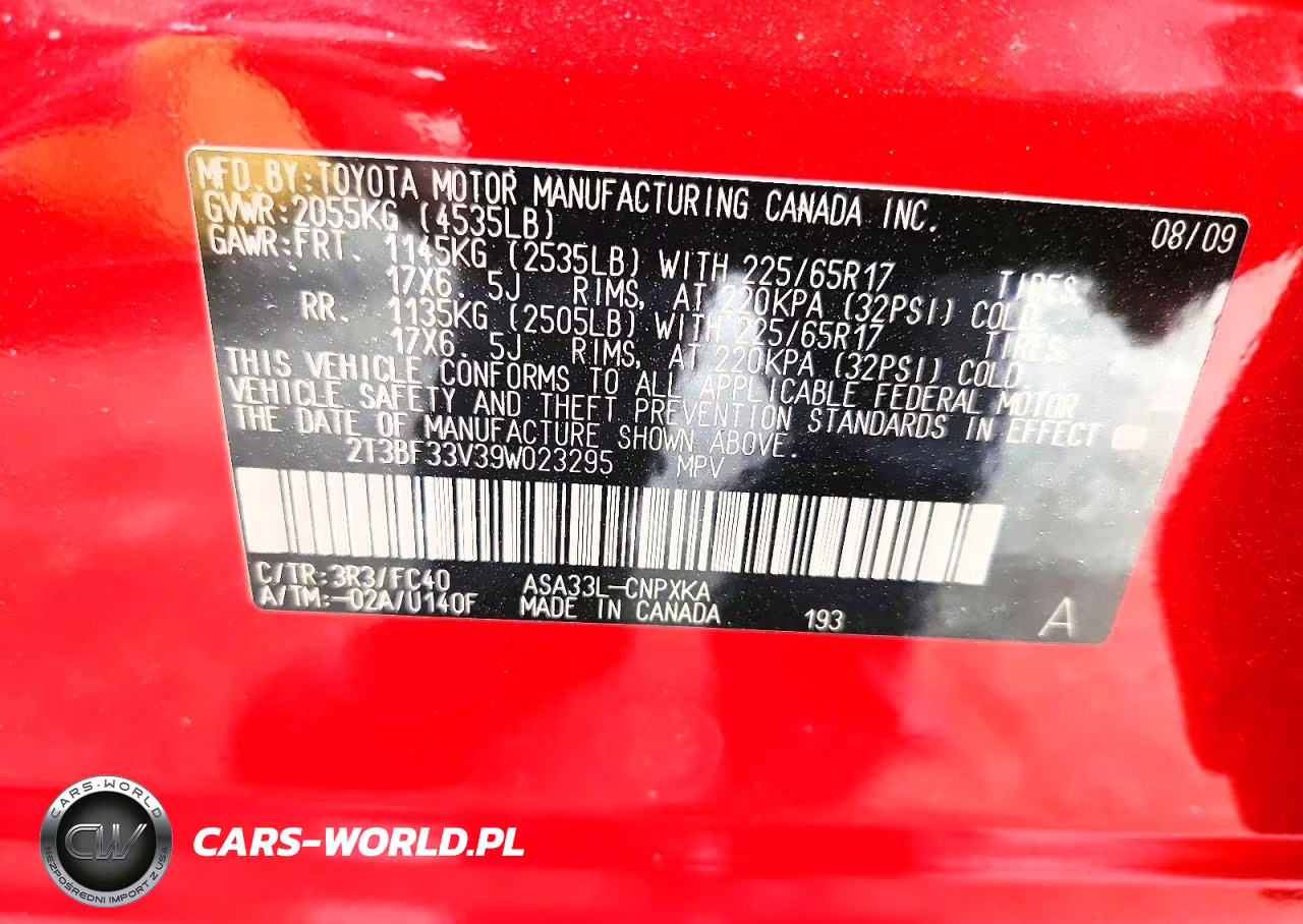2009 Toyota Rav4 Base VIN:2T3BF33V39W023295 - 13