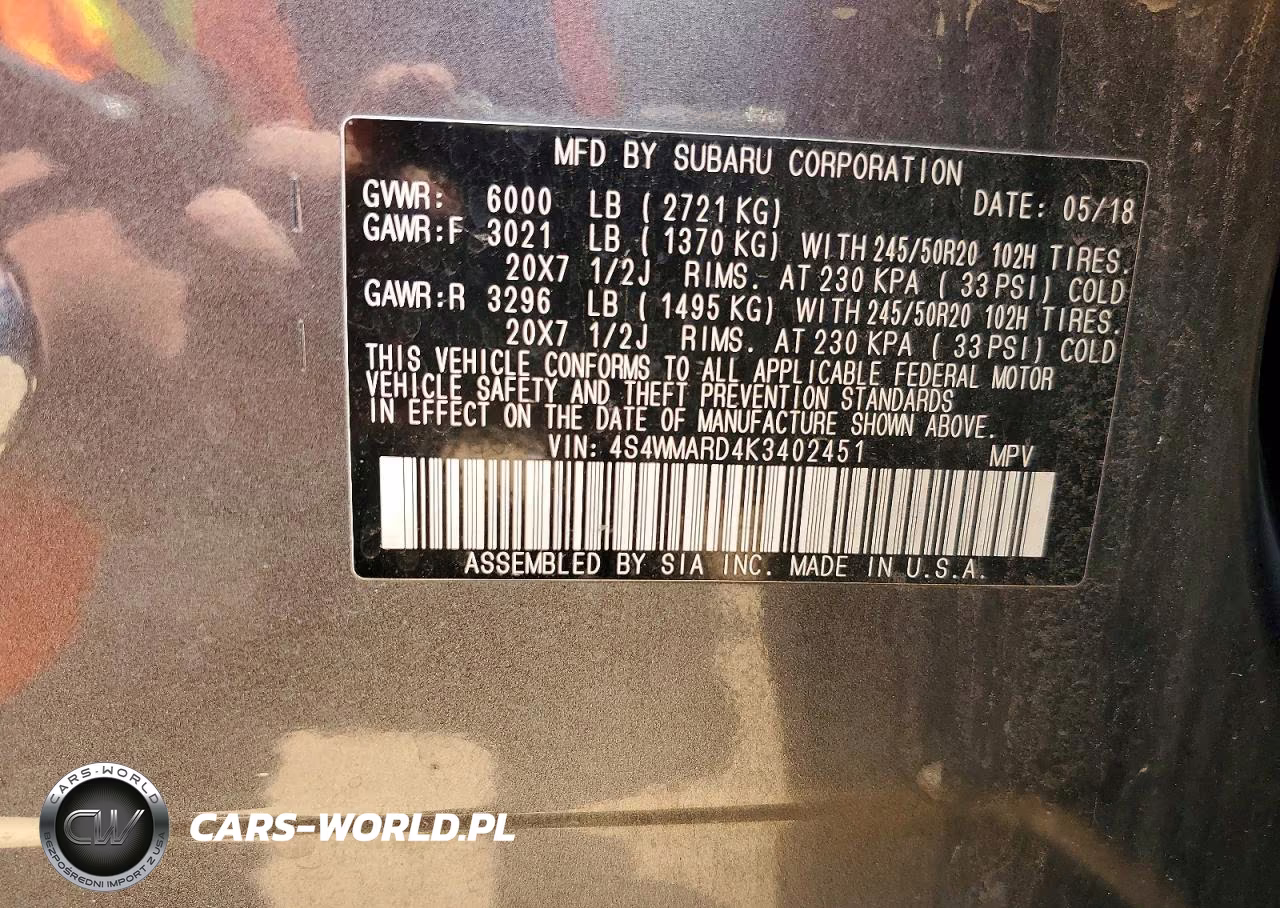 2019 Subaru Ascent Touring VIN:4S4WMARD4K3402451 - 13