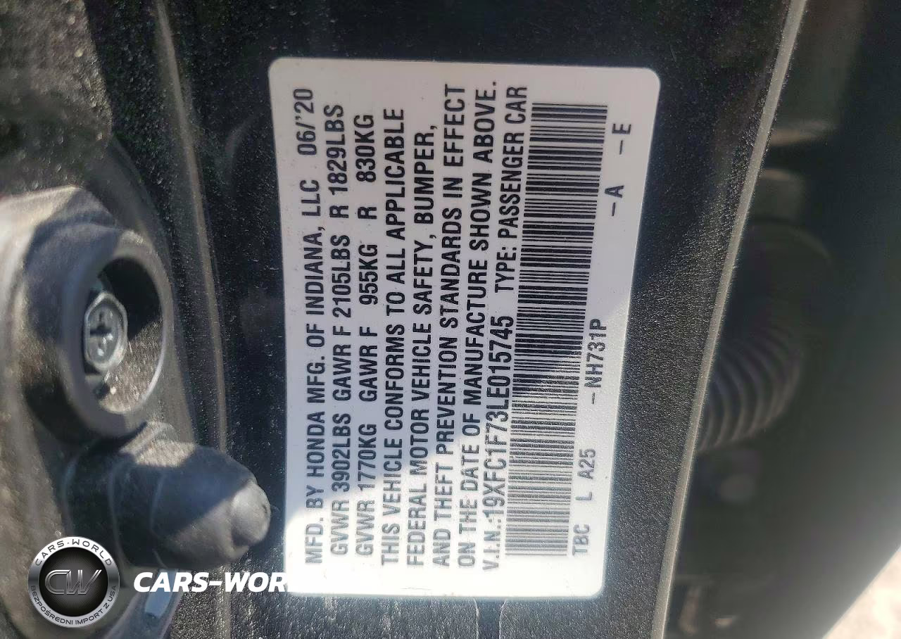 2020 Honda Civic Exl VIN:19XFC1F73LE015745 - 12