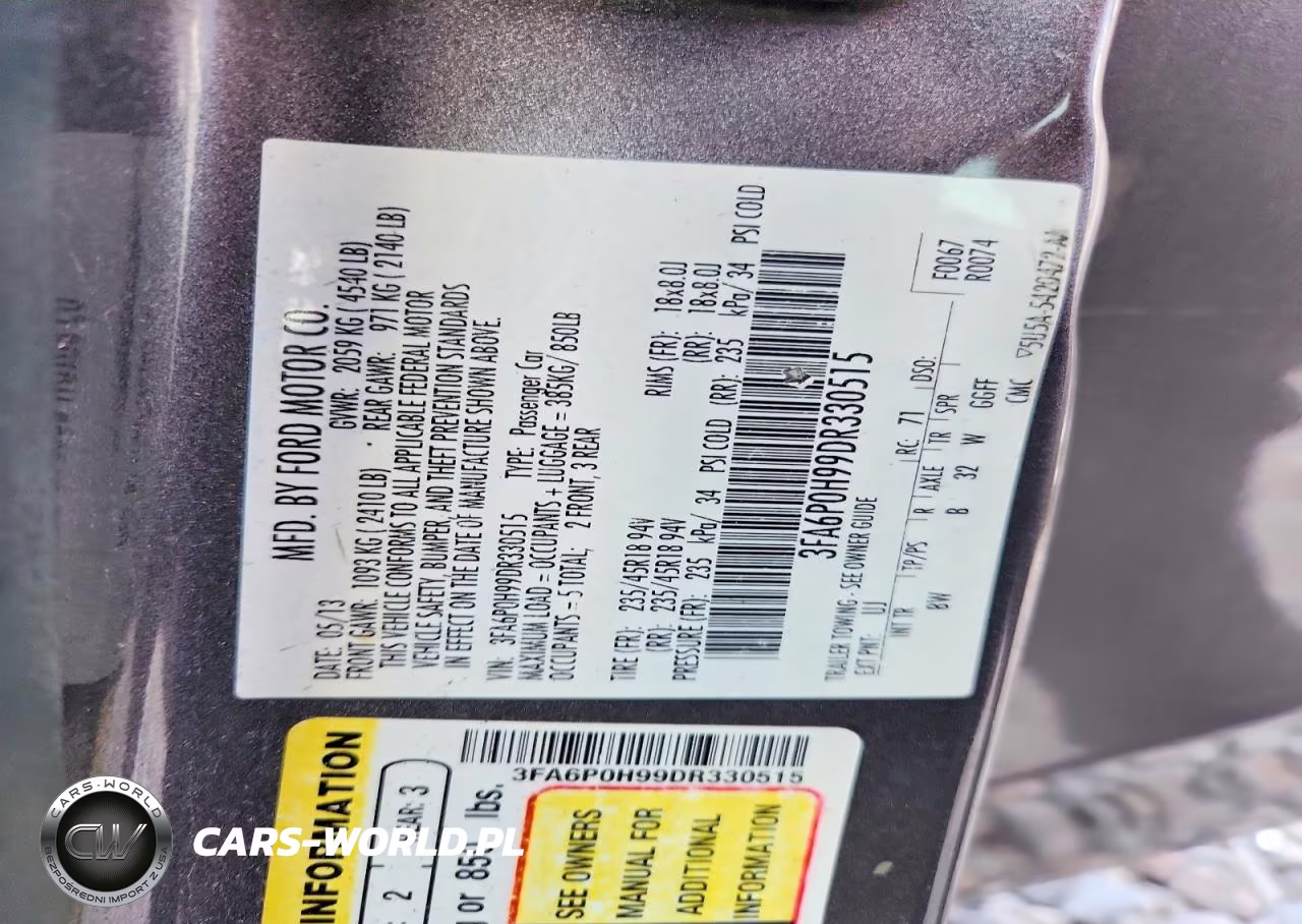 2013 Ford Fusion Se VIN:3FA6P0H99DR330515 - 12