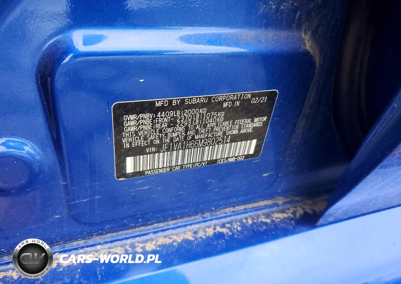 2021 Subaru Wrx Limited VIN:JF1VA1H66M9802514 - 13