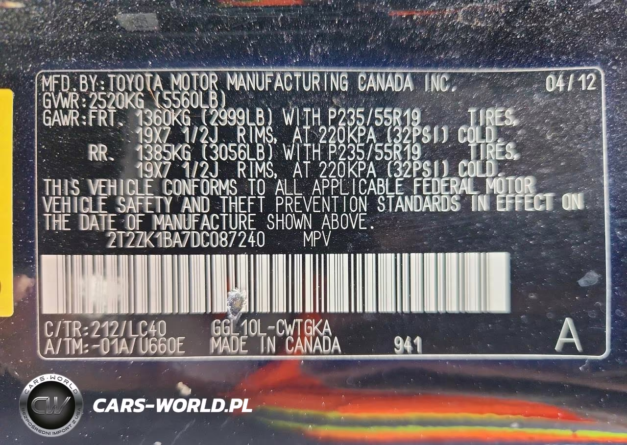 2013 Lexus Rx 350 VIN:2T2ZK1BA7DC087240 - 13