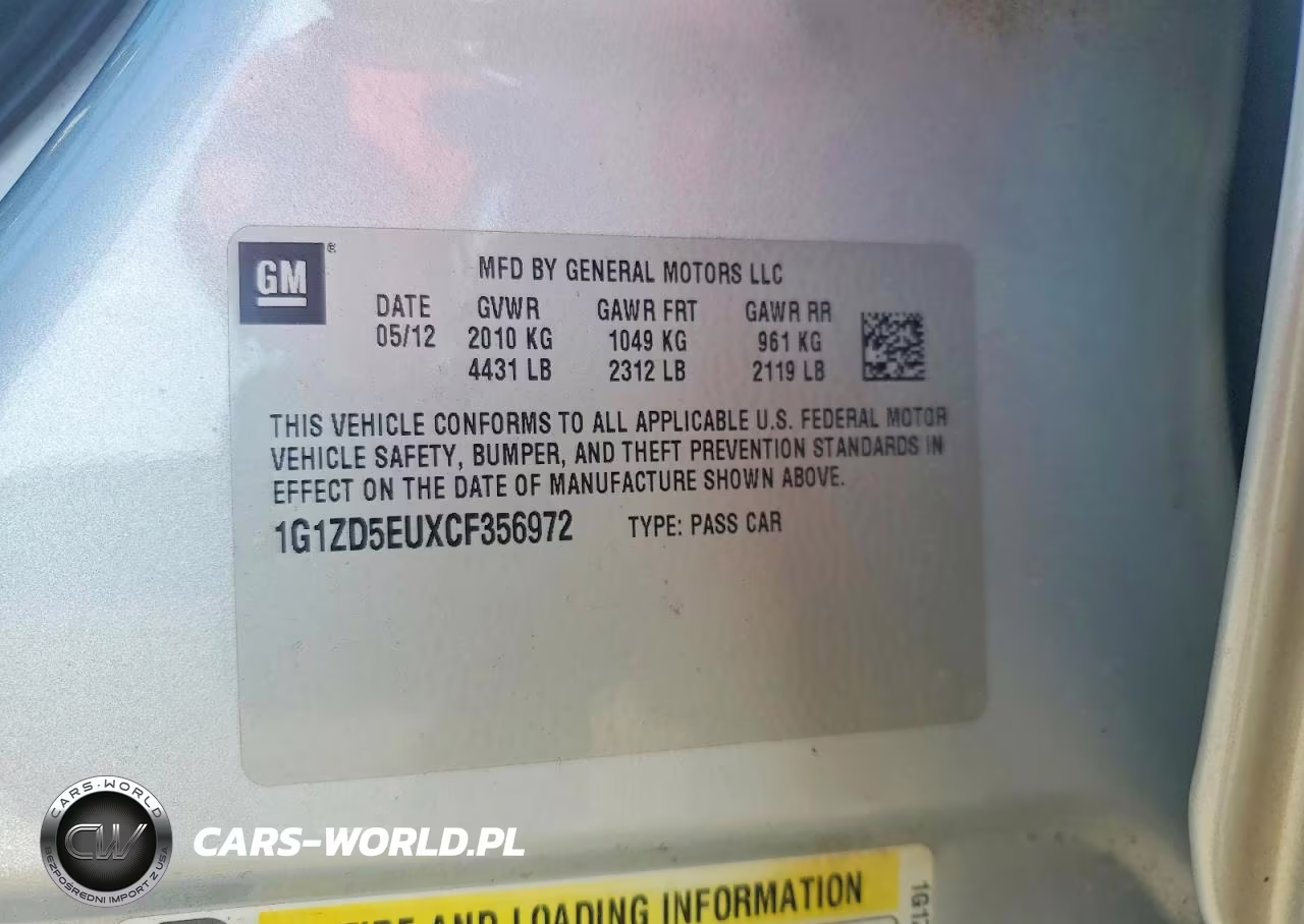 2012 Chevrolet Malibu 2Lt VIN:1G1ZD5EUXCF356972 - 12