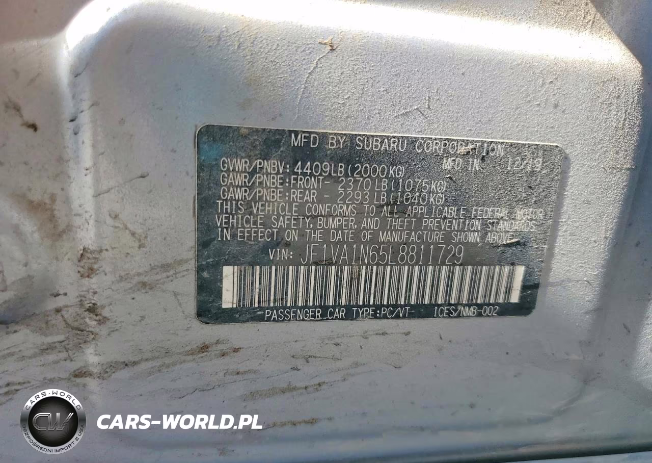 2020 Subaru Wrx Limited VIN:JF1VA1N65L8811729 - 13