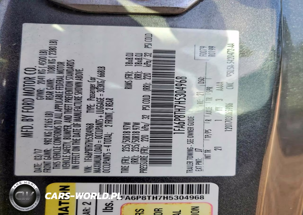2017 Ford Mustang VIN:1FA6P8TH7H5304968 - 12
