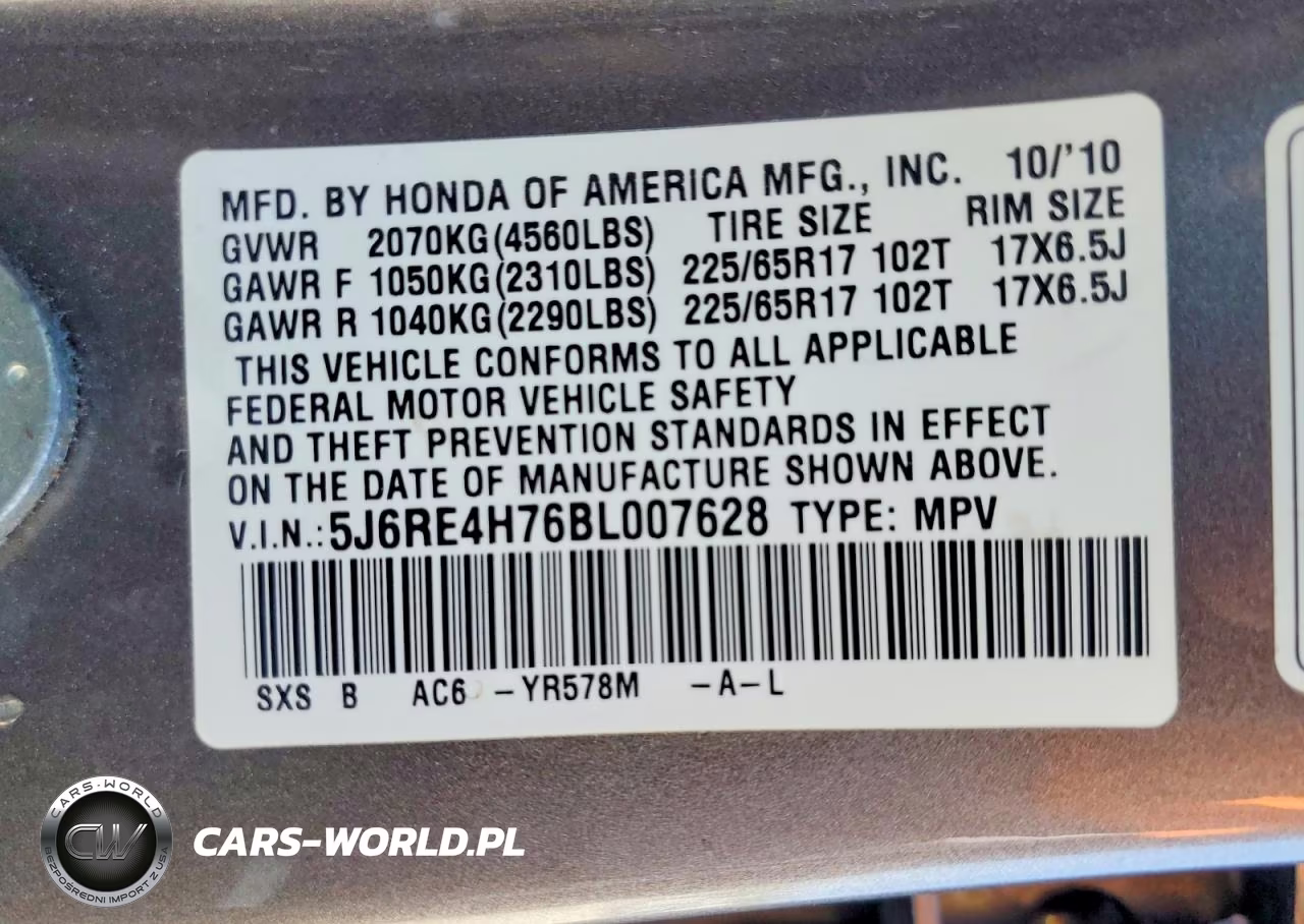 2011 Honda Cr-V Exl VIN:5J6RE4H76BL007628 - 13