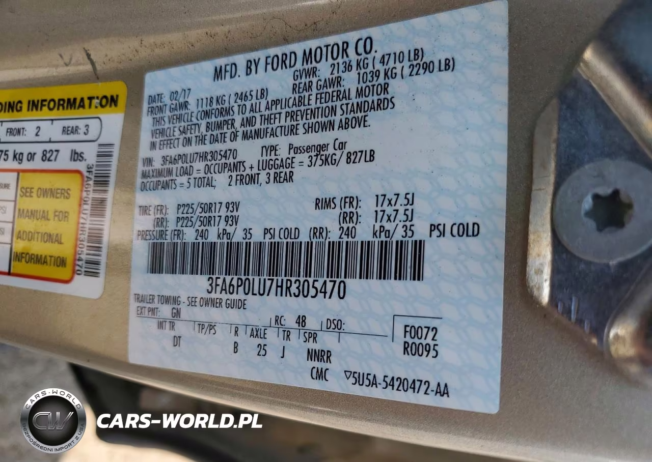 2017 Ford Fusion Se Hybrid VIN:3FA6P0LU7HR305470 - 12