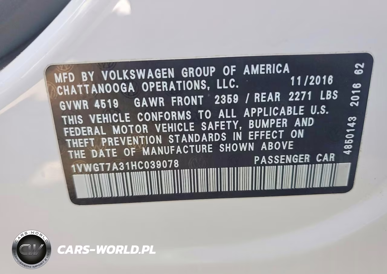 2017 Volkswagen Passat Se VIN:1VWGT7A31HC039078 - 12