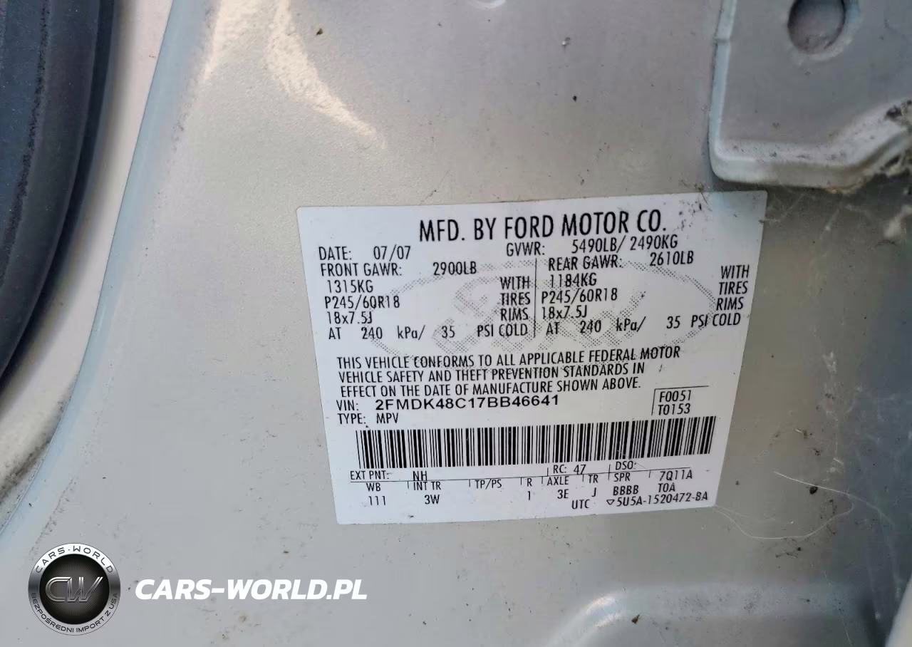 2007 Ford Edge Sel VIN:2FMDK48C17BB46641 - 13
