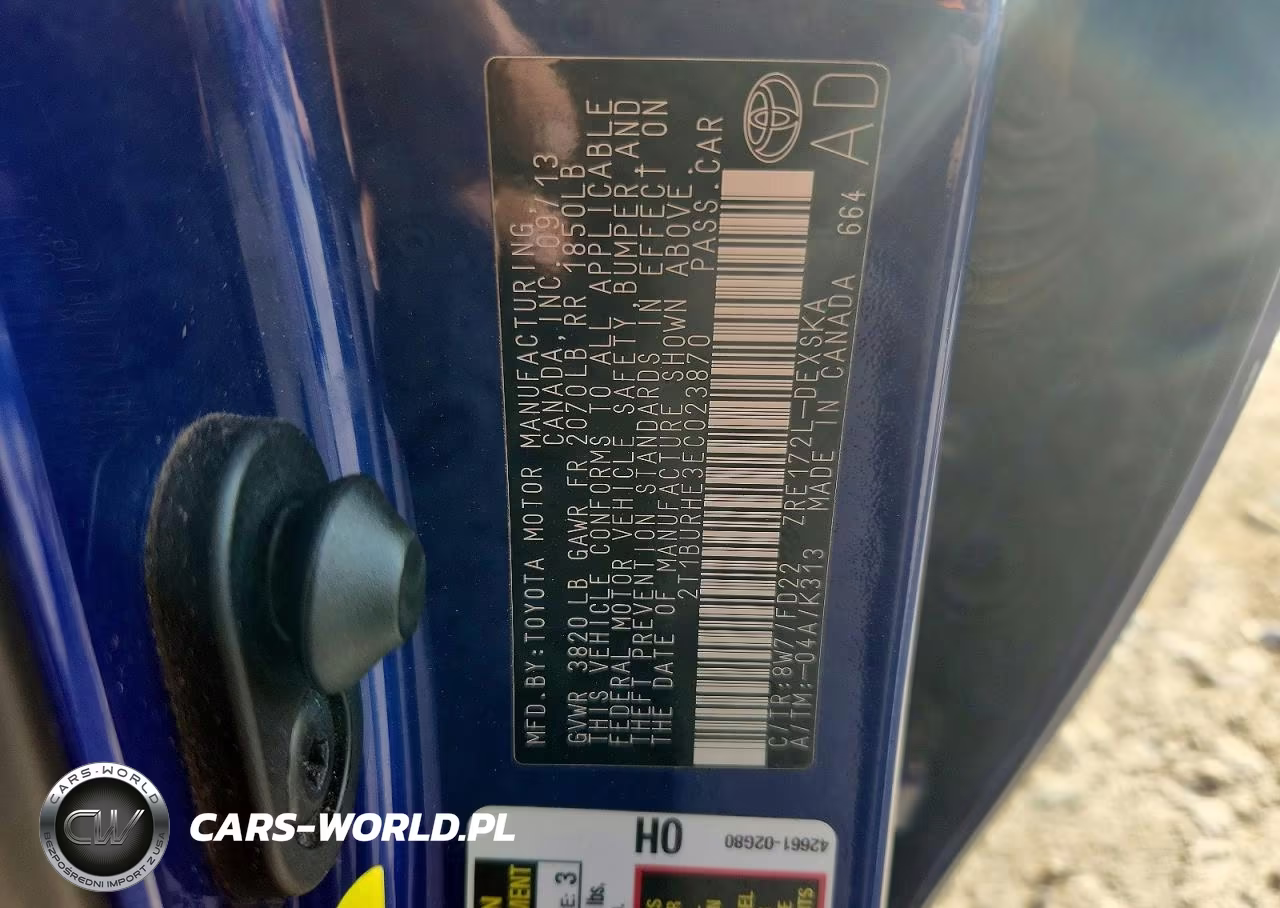 2014 Toyota Corolla S Plus VIN:2T1BURHE3EC023870 - 12