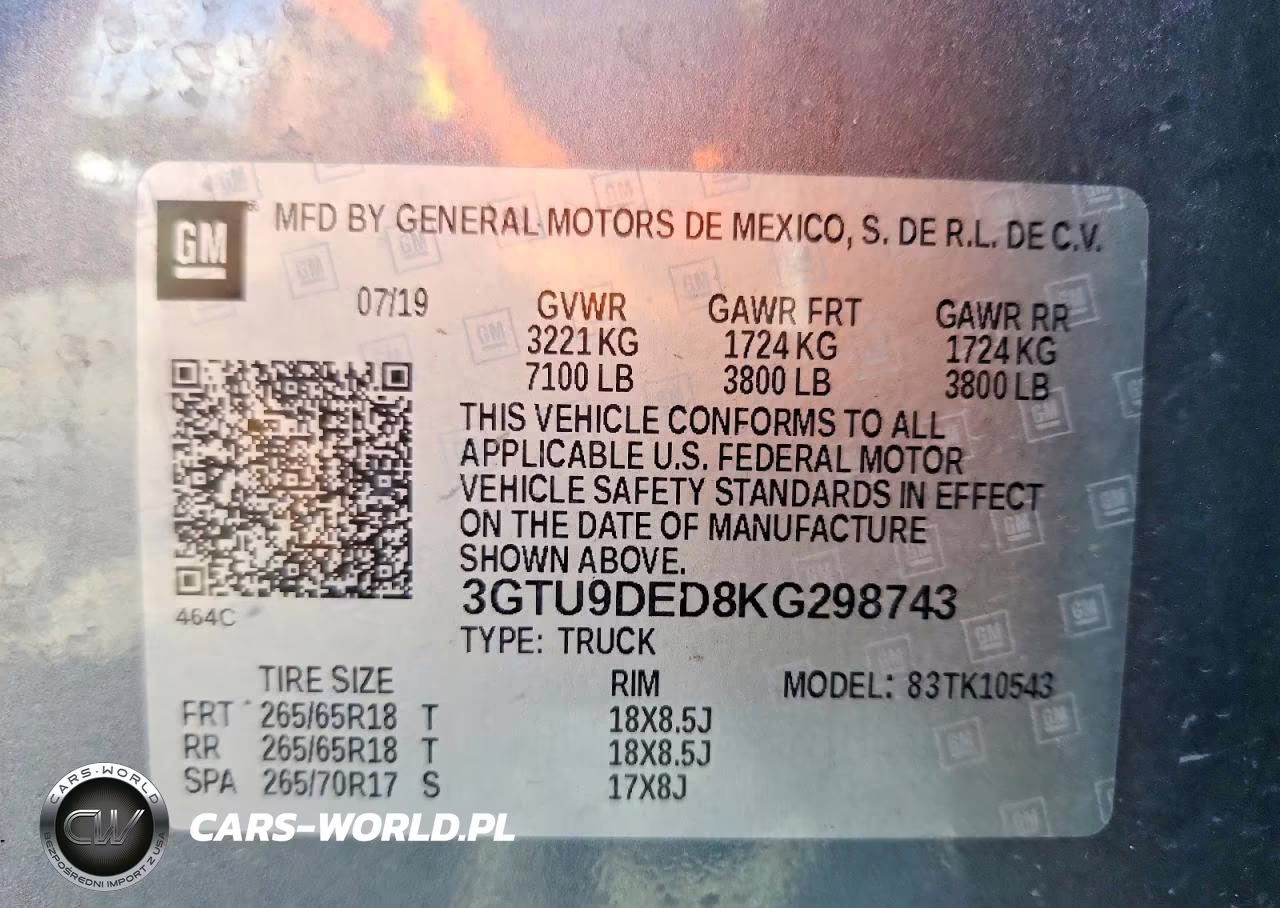 2019 GMC Sierra K1500 Slt VIN:3GTU9DED8KG298743 - 12