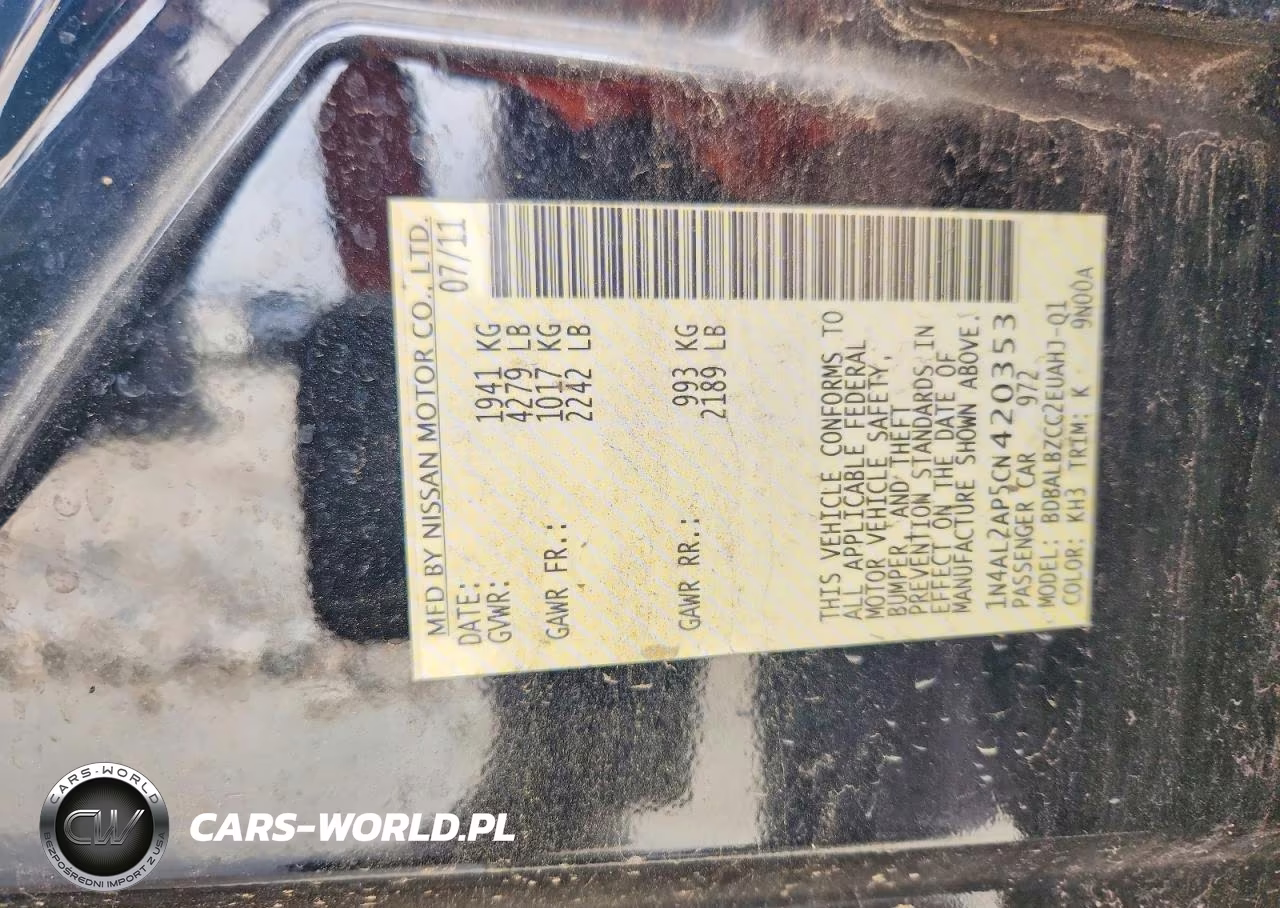 2012 Nissan Altima 2.5 VIN:1N4AL2AP5CN420353 - 13