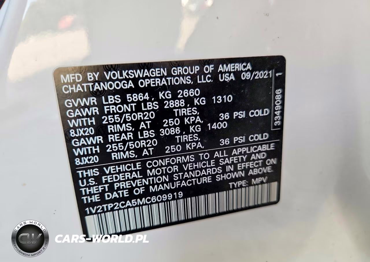 2021 Volkswagen Atlas Sel Premium VIN:1V2TP2CA5MC609919 - 14