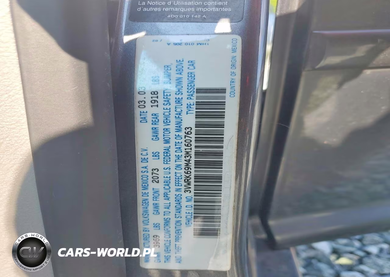 2003 Volkswagen Jetta Gl VIN:3VWRK69M43M160763 - 12