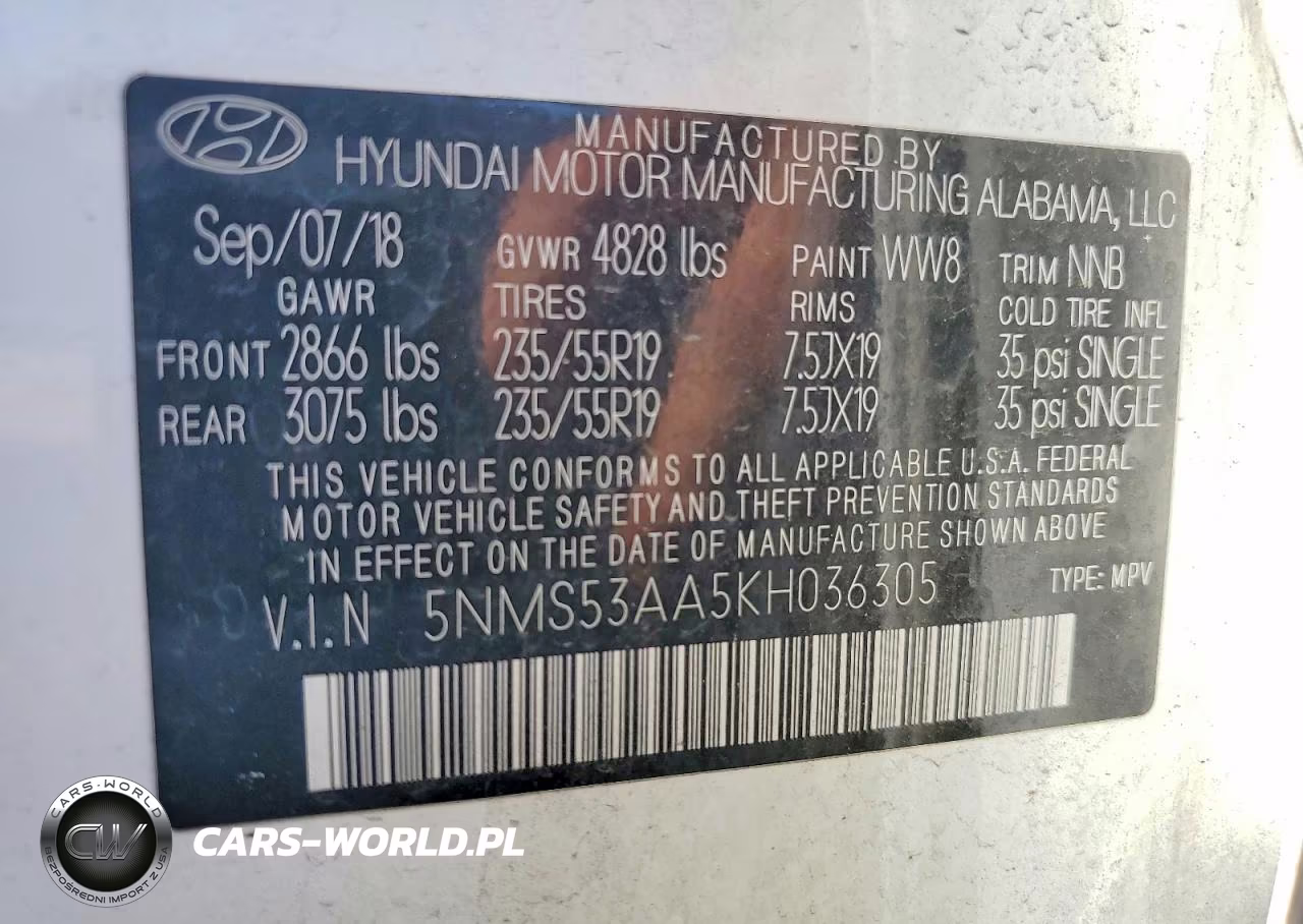 2019 Hyundai Santa Fe Ultimate 2.0T VIN:5NMS53AA5KH036305 - 13