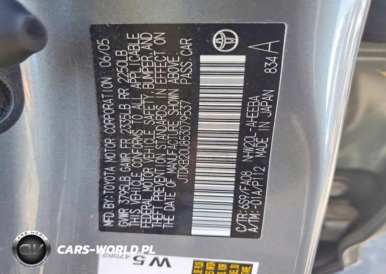 2005 Toyota Prius Base VIN:JTDKB20U853079537 - 12