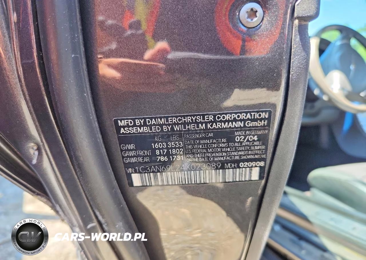 2004 Chrysler Crossfire Limited VIN:1C3AN69L24X023089 - 12
