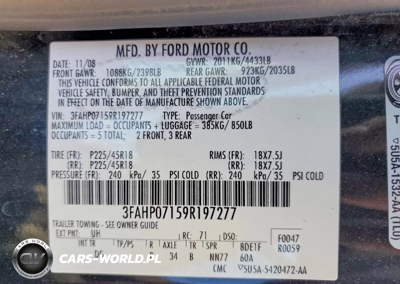 2009 Ford Fusion Se VIN:3FAHP07159R197277 - 12