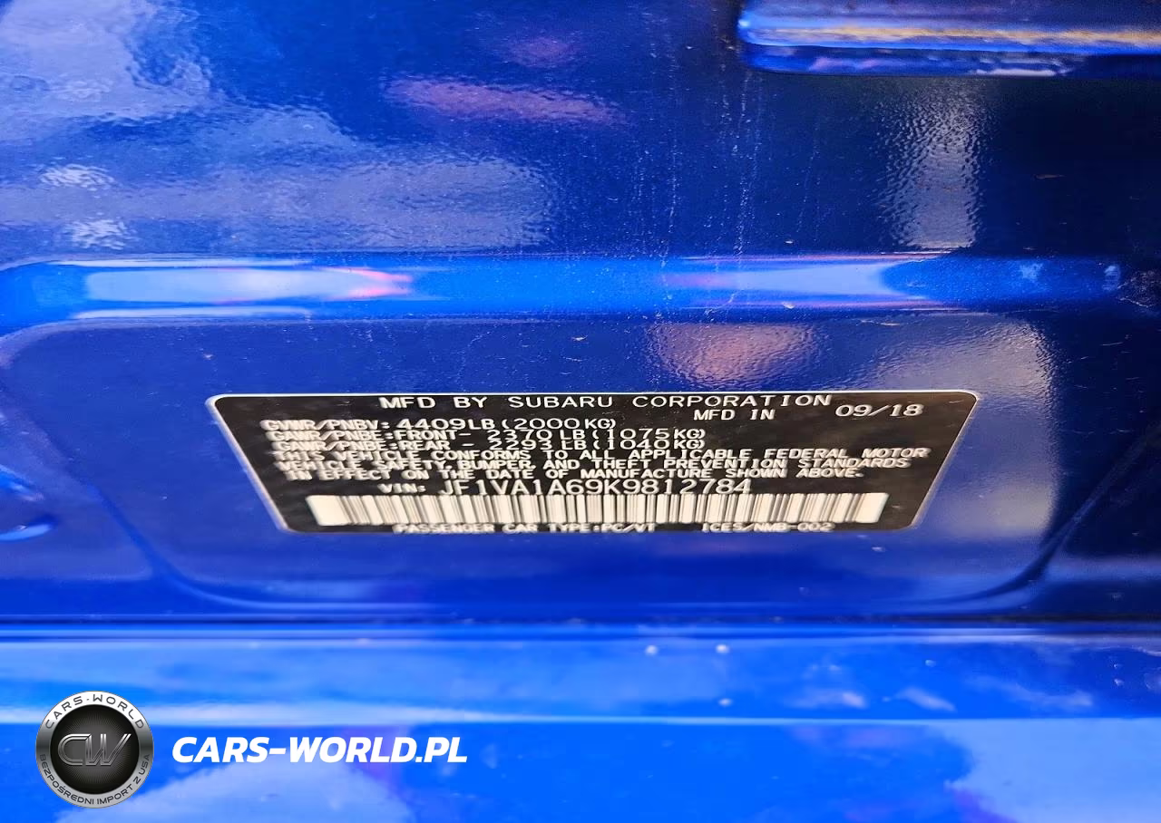 2019 Subaru Wrx VIN:JF1VA1A69K9812784 - 12
