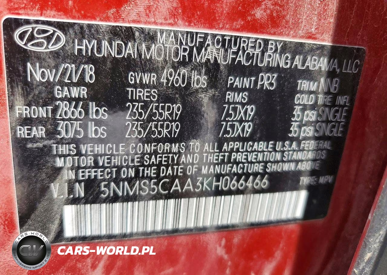 2019 Hyundai Santa Fe Ultimate 2.0T VIN:5NMS5CAA3KH066466 - 13
