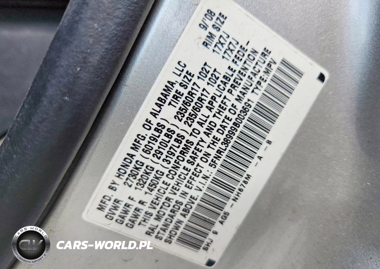 2009 Honda Odyssey Touring VIN:5FNRL38999B003691 - 13