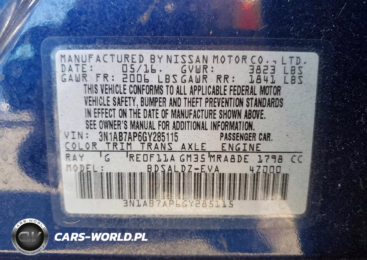 2016 Nissan Sentra Sv VIN:3N1AB7AP6GY285115 - 12