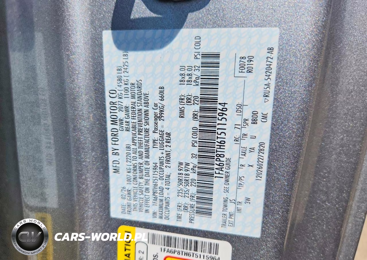 2026 Ford Mustang VIN:1FA6P8TH6T5115964 - 12