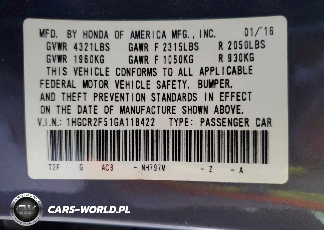 2016 Honda Accord Sport VIN:1HGCR2F51GA118422 - 12
