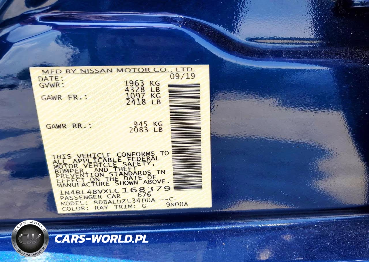2020 Nissan Altima S VIN:1N4BL4BVXLC168379 - 12