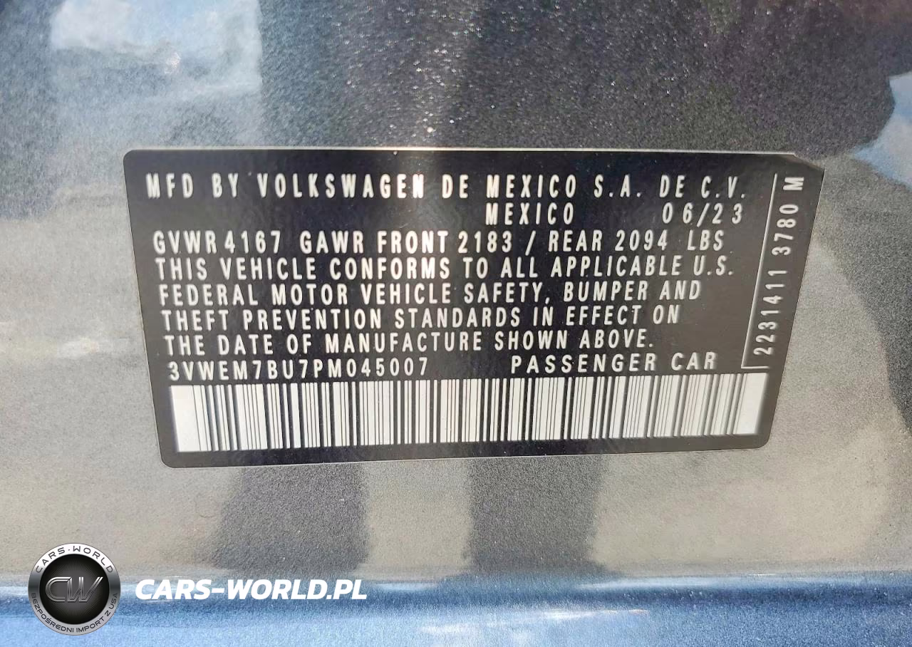 2023 Volkswagen Jetta Se VIN:3VWEM7BU7PM045007 - 12