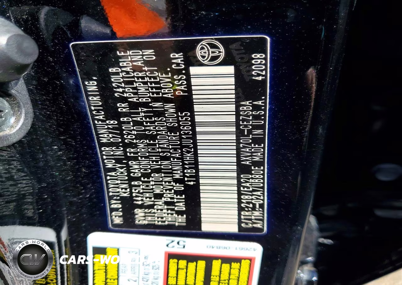 2018 Toyota Camry L VIN:4T1B11HK2JU136055 - 13