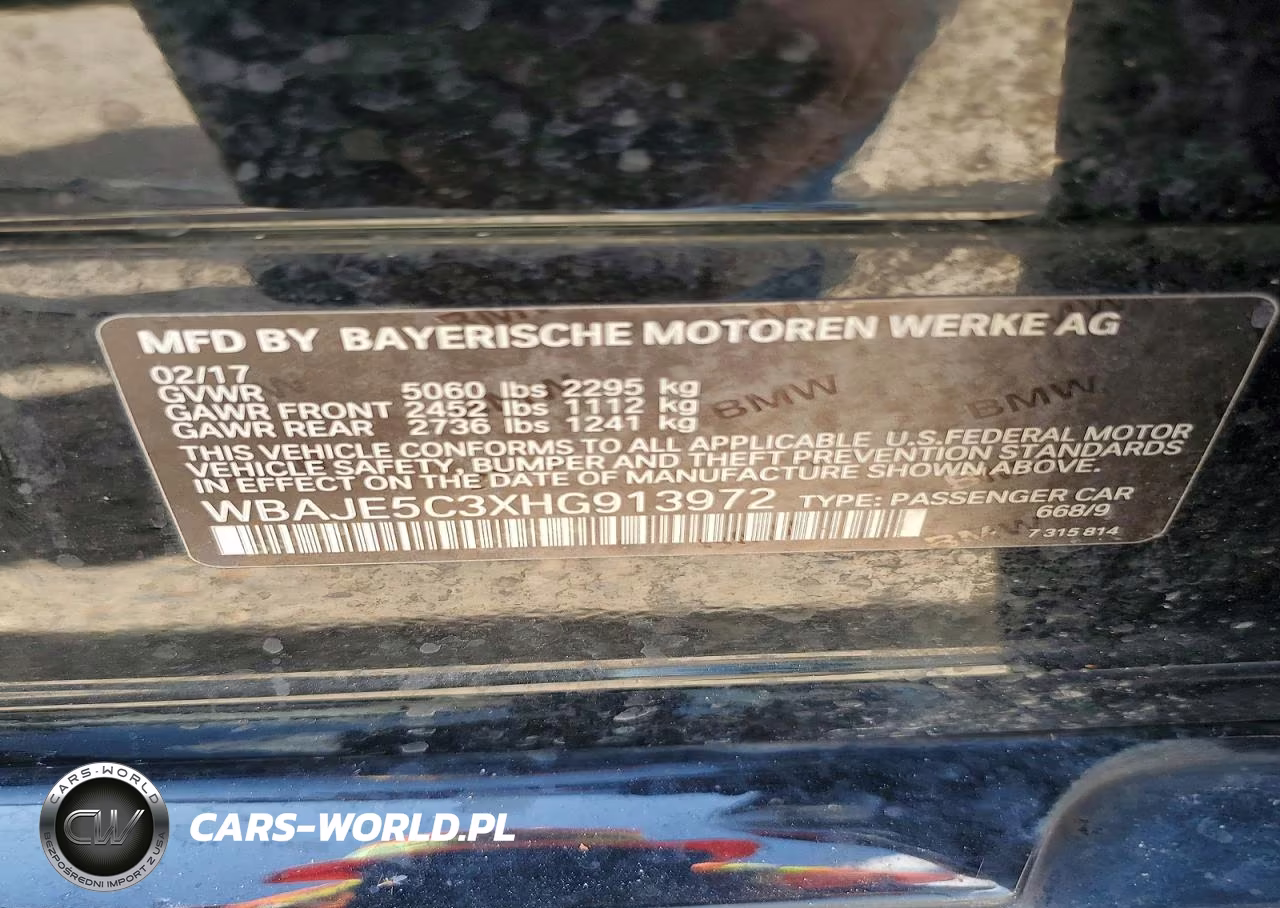2017 BMW 540 I VIN:WBAJE5C3XHG913972 - 12