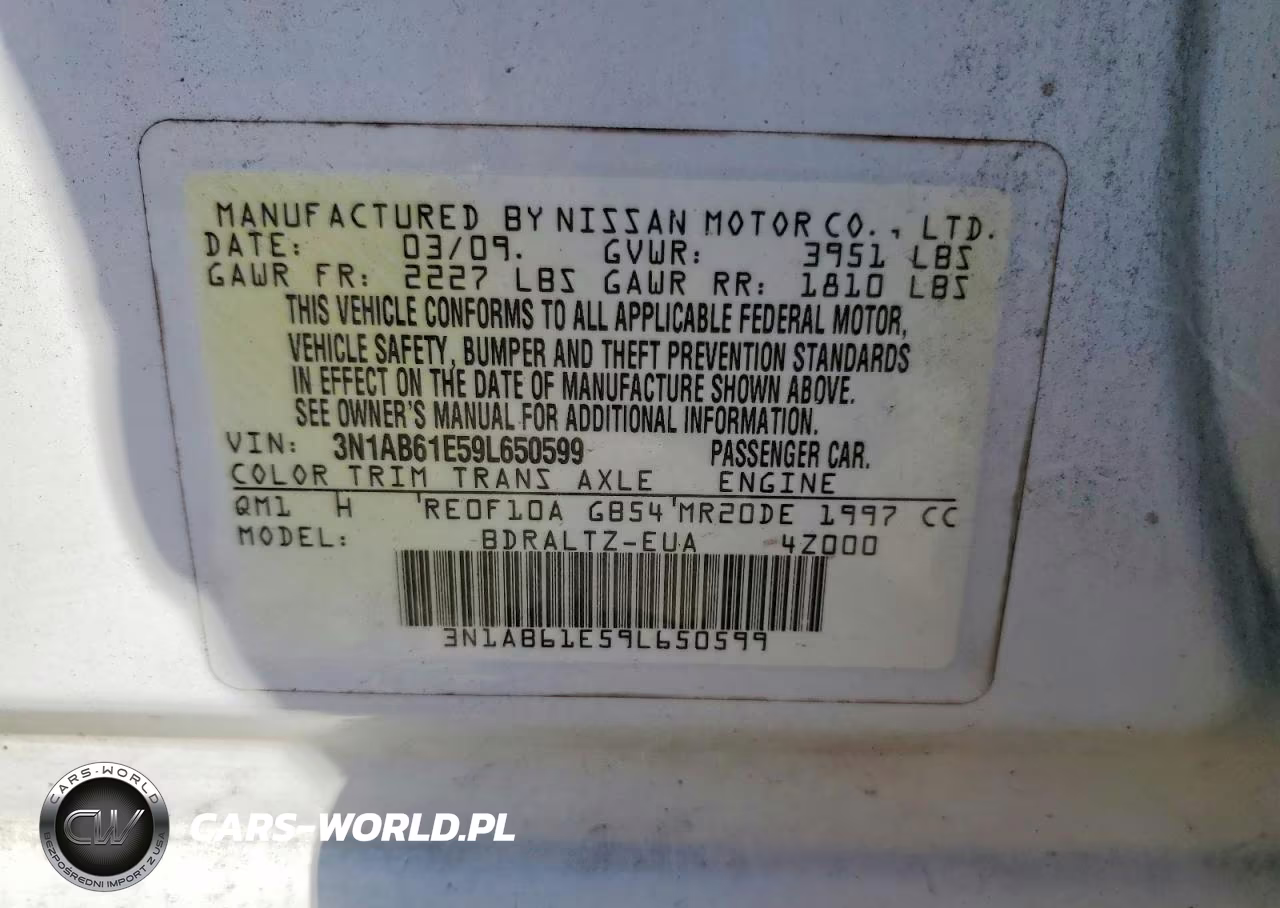 2009 Nissan Sentra 2.0 VIN:3N1AB61E59L650599 - 12