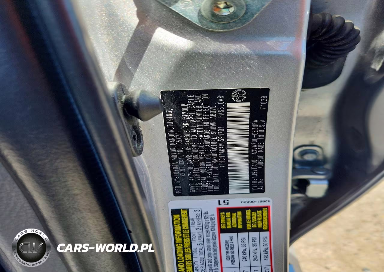 2021 Toyota Camry Le VIN:4T1C11AK4MU591704 - 12