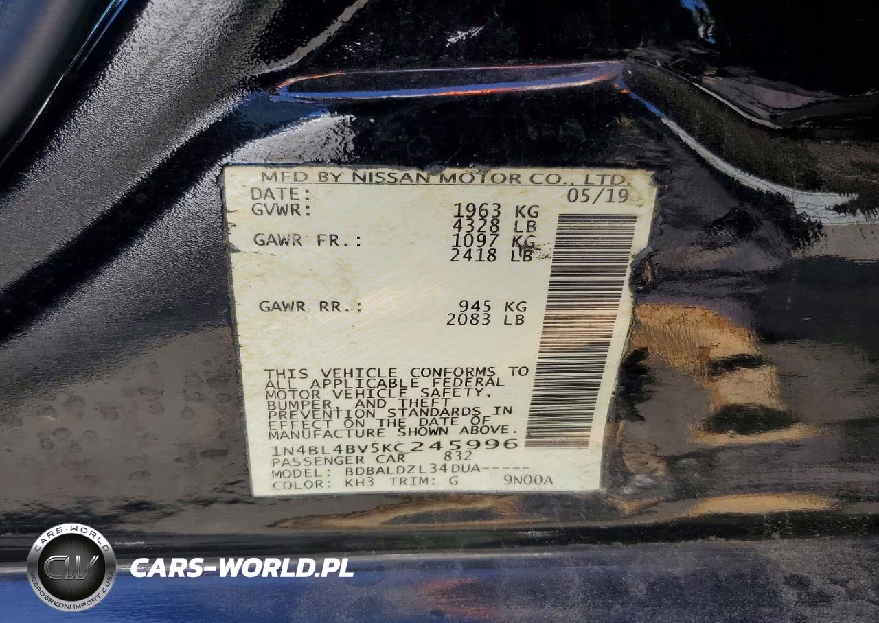 2019 Nissan Altima S VIN:1N4BL4BV5KC245996 - 13