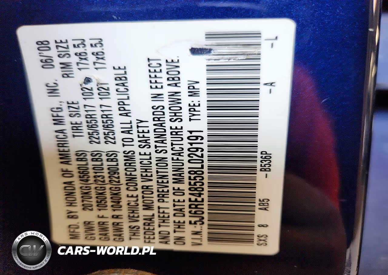 2008 Honda Cr-V Ex VIN:5J6RE48558L029191 - 13