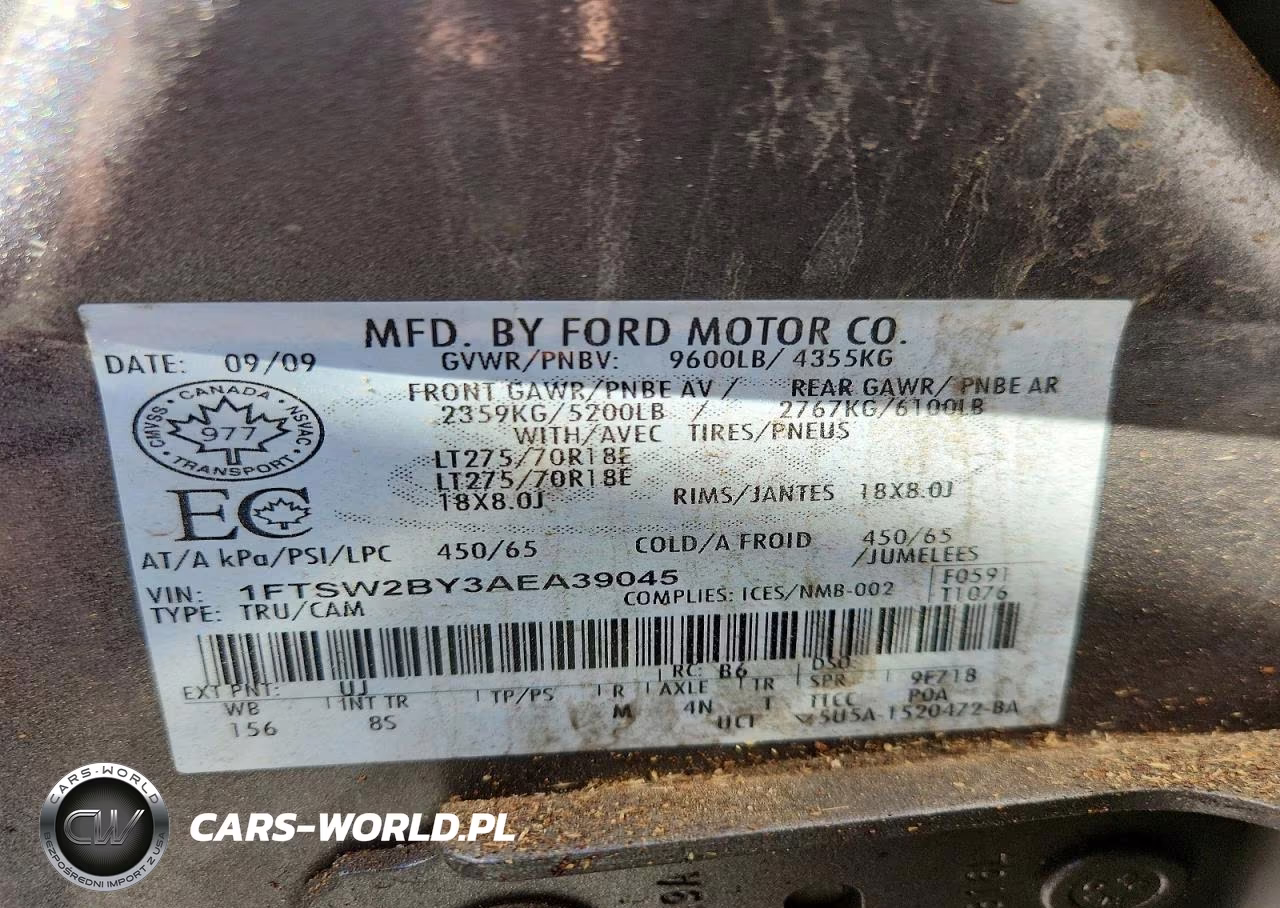 2010 Ford F250 Super Duty VIN:1FTSW2BY3AEA39045 - 12