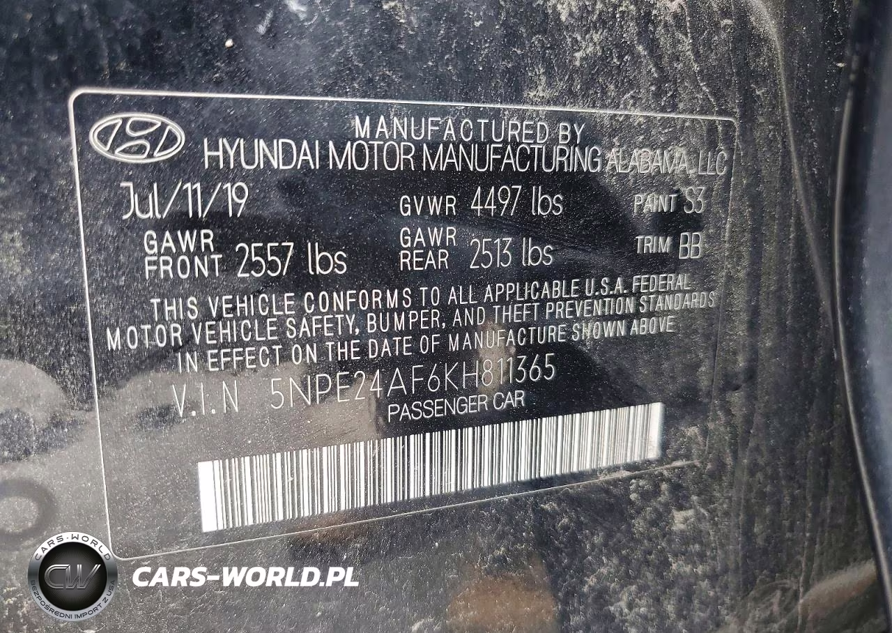 2019 Hyundai Sonata Se VIN:5NPE24AF6KH811365 - 12
