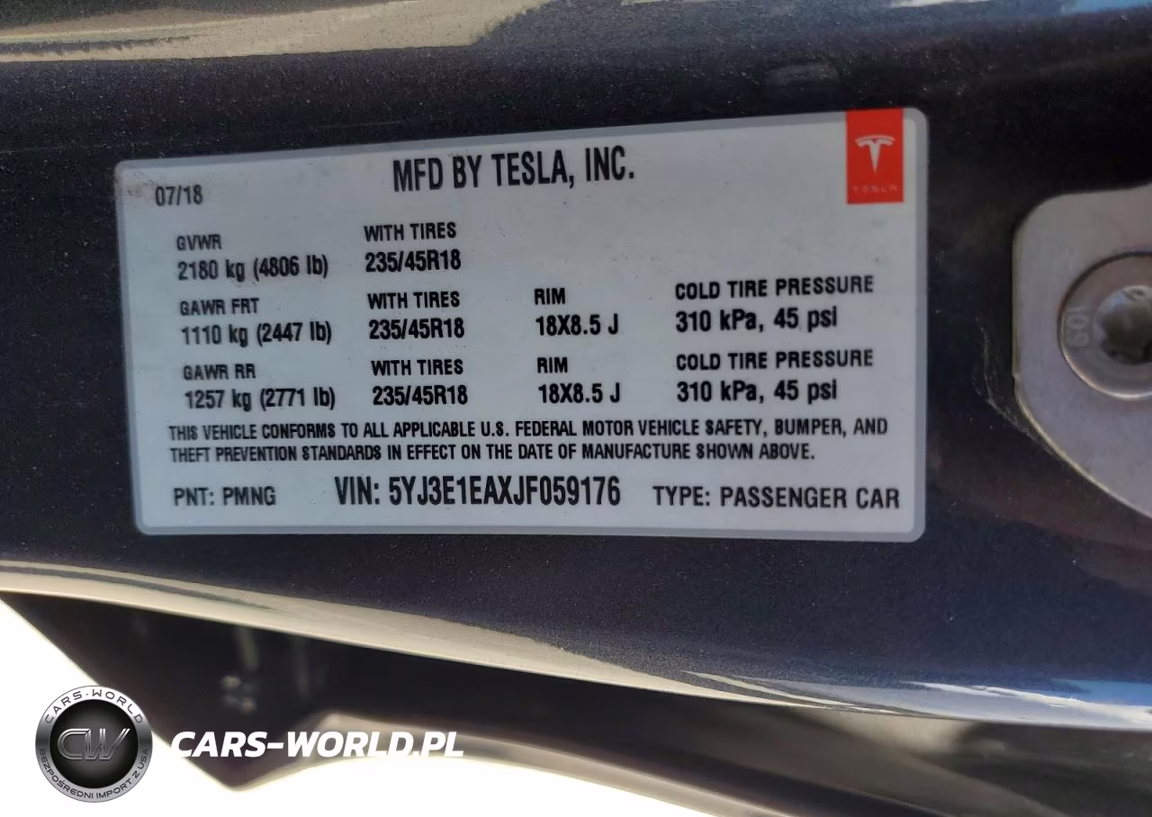 2018 Tesla Model 3 VIN:5YJ3E1EAXJF059176 - 12