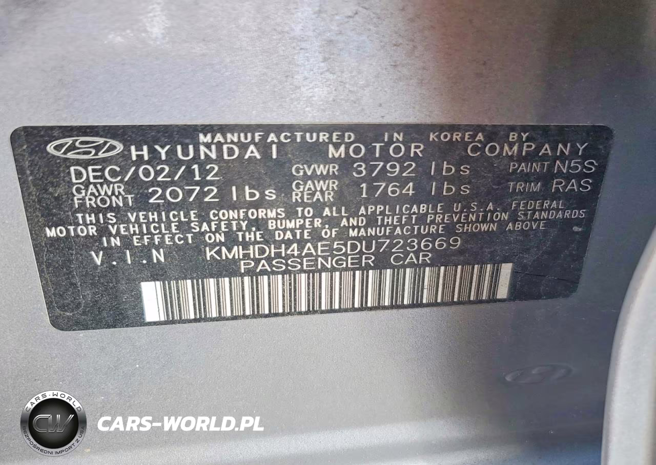 2013 Hyundai Elantra Gls VIN:KMHDH4AE5DU723669 - 12